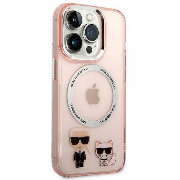 Karl Lagerfeld KLHMP14LHKCP iPhone 14 Pro 6,1" keménytok rózsaszín Karl & Choupette Alumínium Magsafe tok