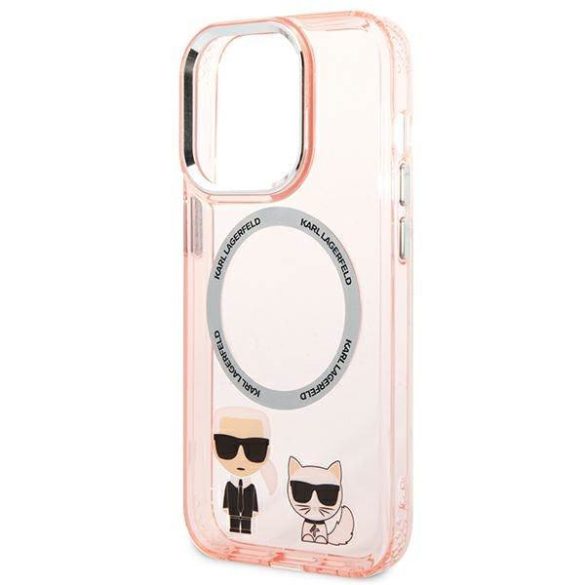 Karl Lagerfeld KLHMP14LHKCP iPhone 14 Pro 6,1" keménytok rózsaszín Karl & Choupette Alumínium Magsafe tok