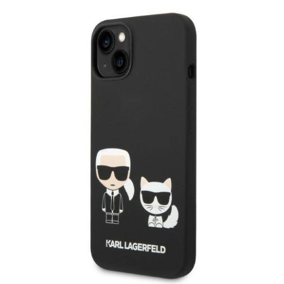 Karl Lagerfeld KLHMP14SSSKCK iPhone 14 / 15 / 13 6,1" keménytok fekete Folyékony szilikon Karl & Choupette Magsafe