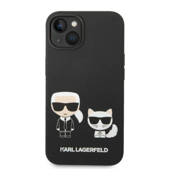 Karl Lagerfeld KLHMP14SSSKCK iPhone 14 / 15 / 13 6,1" keménytok fekete Folyékony szilikon Karl & Choupette Magsafe