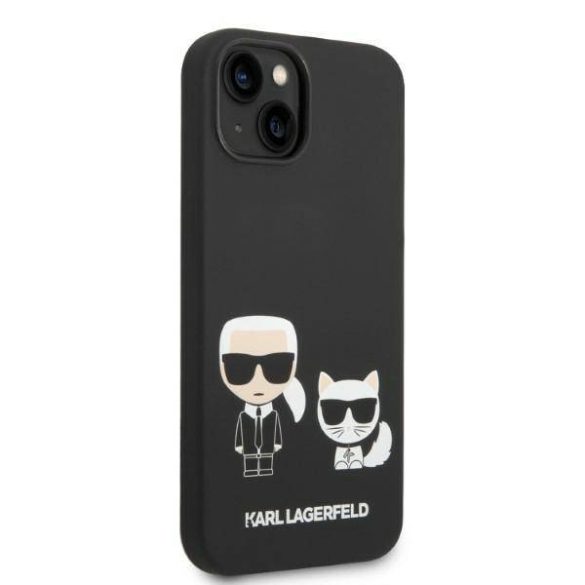 Karl Lagerfeld KLHMP14SSSKCK iPhone 14 / 15 / 13 6,1" keménytok fekete Folyékony szilikon Karl & Choupette Magsafe