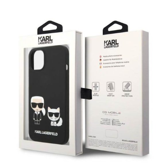 Karl Lagerfeld KLHMP14SSSKCK iPhone 14 / 15 / 13 6,1" keménytok fekete Folyékony szilikon Karl & Choupette Magsafe