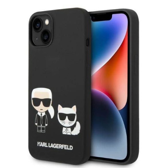 Karl Lagerfeld KLHMP14MSSKCK iPhone 14 Plus / 15 Plus 6,7" keménytok fekete Folyékony szilikon Karl & Choupette Magsafe