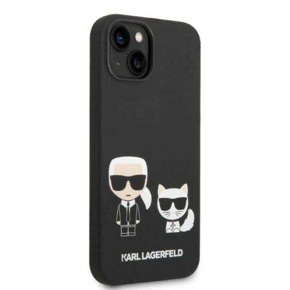 Karl Lagerfeld KLHMP14MSSKCK iPhone 14 Plus / 15 Plus 6,7" keménytok fekete Folyékony szilikon Karl & Choupette Magsafe