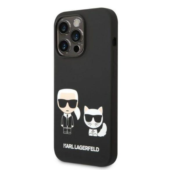 Karl Lagerfeld KLHMP14LSSKCK iPhone 14 Pro 6,1" keménytok fekete Liquid szilikon Karl & Choupette Magsafe tok