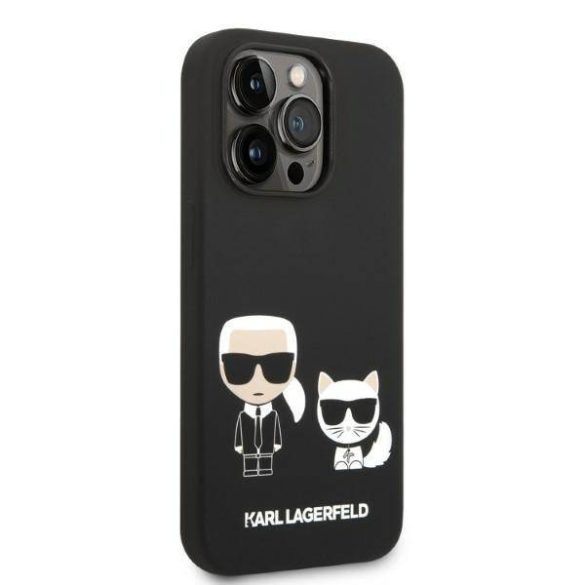 Karl Lagerfeld KLHMP14LSSKCK iPhone 14 Pro 6,1" keménytok fekete Liquid szilikon Karl & Choupette Magsafe tok