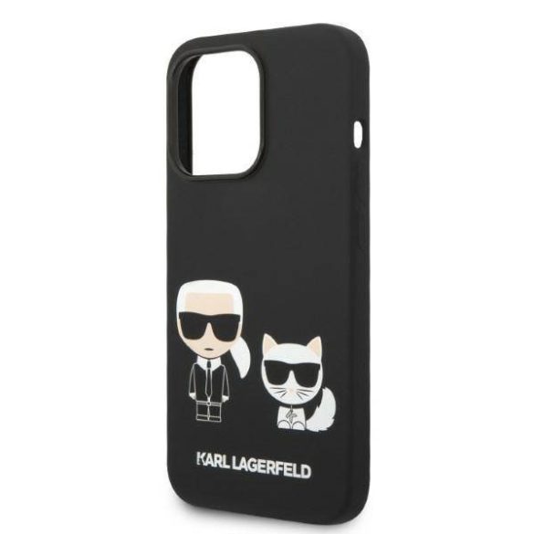 Karl Lagerfeld KLHMP14LSSKCK iPhone 14 Pro 6,1" keménytok fekete Liquid szilikon Karl & Choupette Magsafe tok
