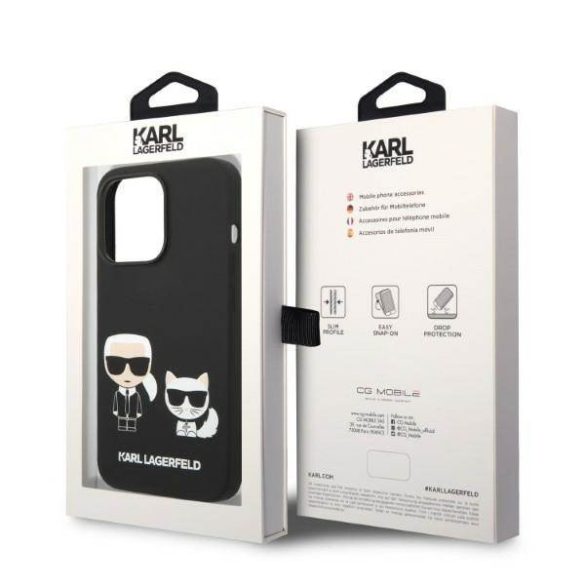 Karl Lagerfeld KLHMP14LSSKCK iPhone 14 Pro 6,1" keménytok fekete Liquid szilikon Karl & Choupette Magsafe tok