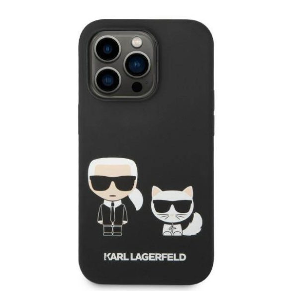 Karl Lagerfeld KLHMP14XSSKCK iPhone 14 Pro Max 6,7" keménytok fekete Liquid szilikon Karl & Choupette Magsafe tok