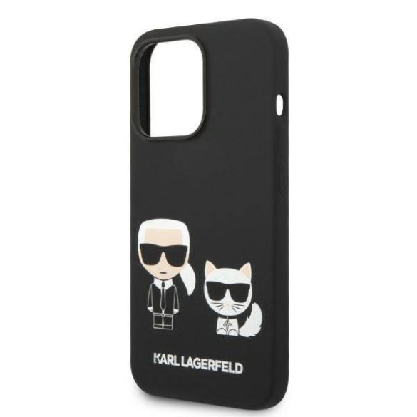 Karl Lagerfeld KLHMP14XSSKCK iPhone 14 Pro Max 6,7" keménytok fekete Liquid szilikon Karl & Choupette Magsafe tok