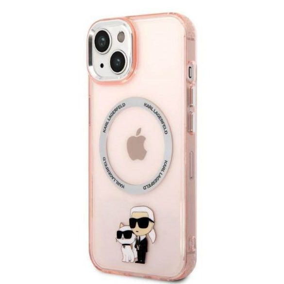 Karl Lagerfeld KLHMP14SHNKCIP iPhone 14 / 15 / 13 6,1" keménytok rózsaszín ikonikus Karl&Choupette Magsafe