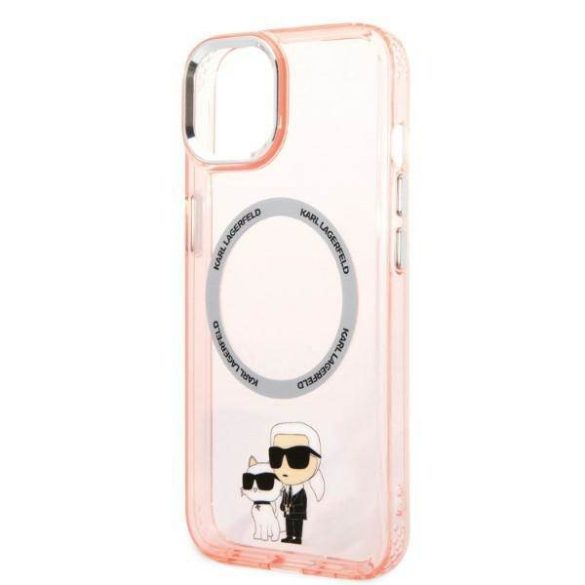 Karl Lagerfeld KLHMP14SHNKCIP iPhone 14 / 15 / 13 6,1" keménytok rózsaszín ikonikus Karl&Choupette Magsafe
