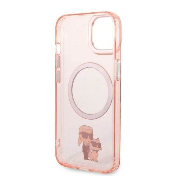 Karl Lagerfeld KLHMP14SHNKCIP iPhone 14 / 15 / 13 6,1" keménytok rózsaszín ikonikus Karl&Choupette Magsafe