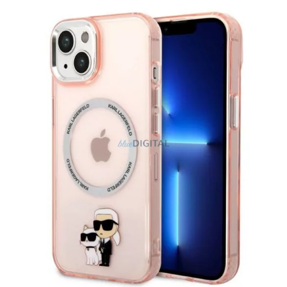Karl Lagerfeld KLHMP14MHNKCIP iPhone 14 Plus 6,7" keménytok rózsaszín ikonikus Karl&Choupette Magsafe