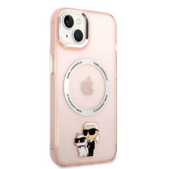 Karl Lagerfeld KLHMP14MHNKCIP iPhone 14 Plus / 15 Plus 6,7" keménytok rózsaszín ikonikus Karl&Choupette Magsafe