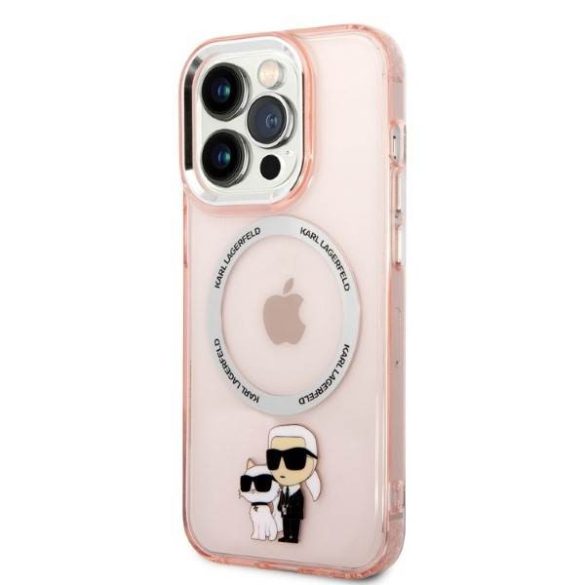 Karl Lagerfeld KLHMP14LHNKCIP iPhone 14 Pro 6,1" keménytok rózsaszín ikonikus Karl&Choupette Magsafe tok