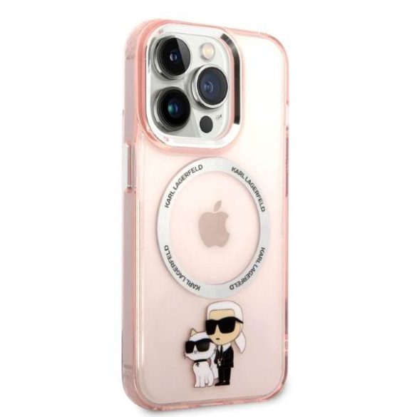 Karl Lagerfeld KLHMP14LHNKCIP iPhone 14 Pro 6,1" keménytok rózsaszín ikonikus Karl&Choupette Magsafe tok