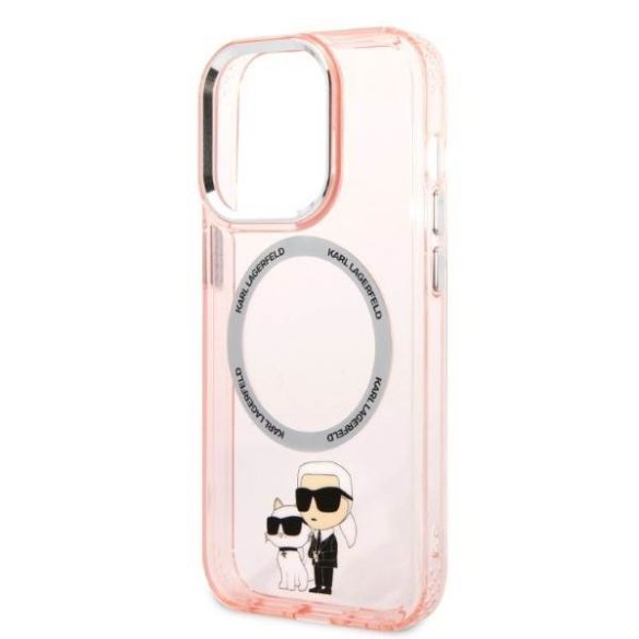 Karl Lagerfeld KLHMP14LHNKCIP iPhone 14 Pro 6,1" keménytok rózsaszín ikonikus Karl&Choupette Magsafe tok