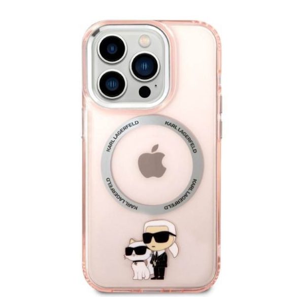 Karl Lagerfeld KLHMP14XHNKCIP iPhone 14 Pro Max 6,7" keménytok rózsaszín ikonikus Karl&Choupette Magsafe tok