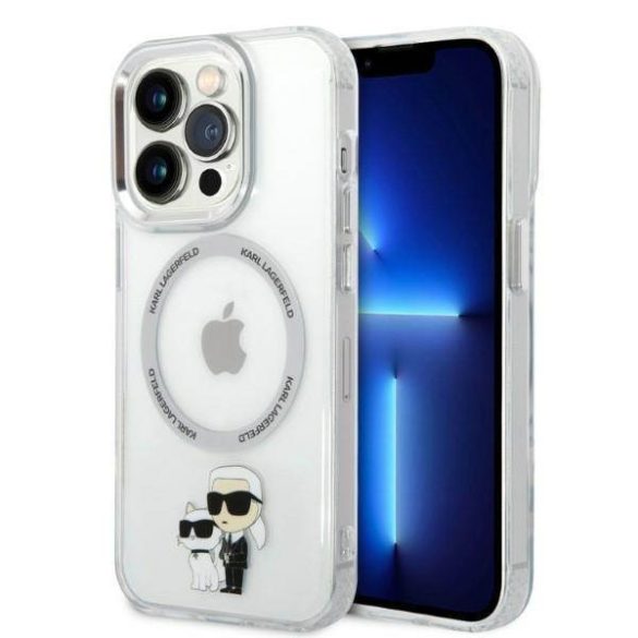 Karl Lagerfeld KLHMP14LHNKCIT iPhone 14 Pro 6,1" keménytok átlátszó, ikonikus Karl&Choupette Magsafe tok