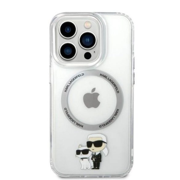 Karl Lagerfeld KLHMP14XHNKCIT iPhone 14 Pro Max 6,7" keménytok átlátszó, ikonikus Karl&Choupette Magsafe tok