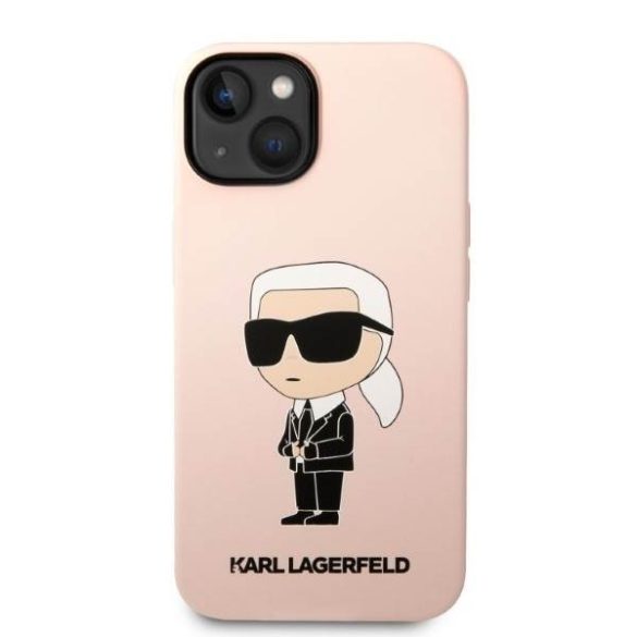 Karl Lagerfeld KLHMP14SSNIKBCP iPhone 14 / 15 / 13 6,1" keménytok rózsaszín szilikon ikonikus Magsafe