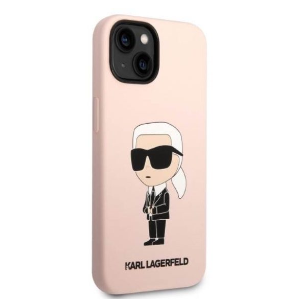 Karl Lagerfeld KLHMP14SSNIKBCP iPhone 14 / 15 / 13 6,1" keménytok rózsaszín szilikon ikonikus Magsafe