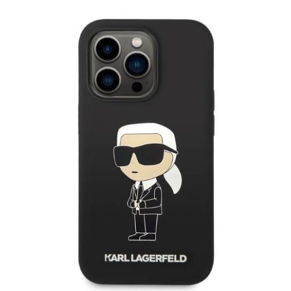 Karl Lagerfeld KLHMP14LSNIKBCK iPhone 14 Pro 6,1" keménytok fekete szilikon ikonikus Magsafe tok