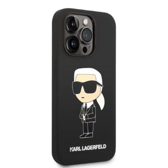 Karl Lagerfeld KLHMP14LSNIKBCK iPhone 14 Pro 6,1" keménytok fekete szilikon ikonikus Magsafe tok