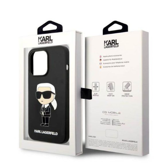 Karl Lagerfeld KLHMP14LSNIKBCK iPhone 14 Pro 6,1" keménytok fekete szilikon ikonikus Magsafe tok