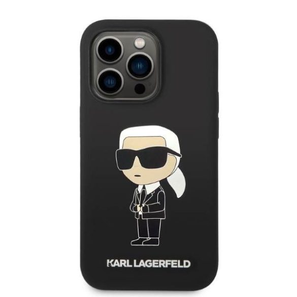 Karl Lagerfeld KLHMP14XSNIKBCK iPhone 14 Pro Max 6,7" keménytok fekete szilikon ikonikus Magsafe tok