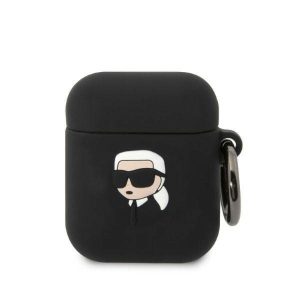 Karl Lagerfeld KLA2RUNIKK AirPods 1/2 fekete szilikon tok 3D Karl fej