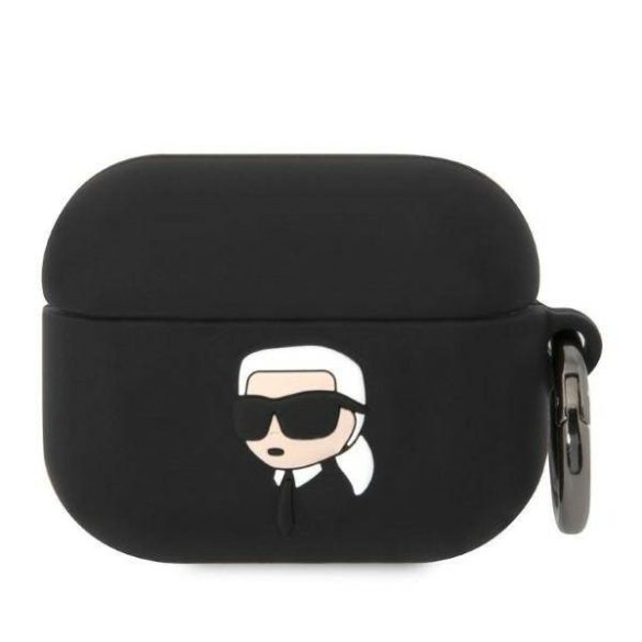 Karl Lagerfeld KLAPRUNIKK AirPods Pro fekete szilikon tok 3D Karl fej