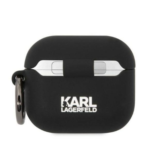 Karl Lagerfeld KLA3RUNIKK AirPods 3 fekete szilikon tok 3D Karl fej