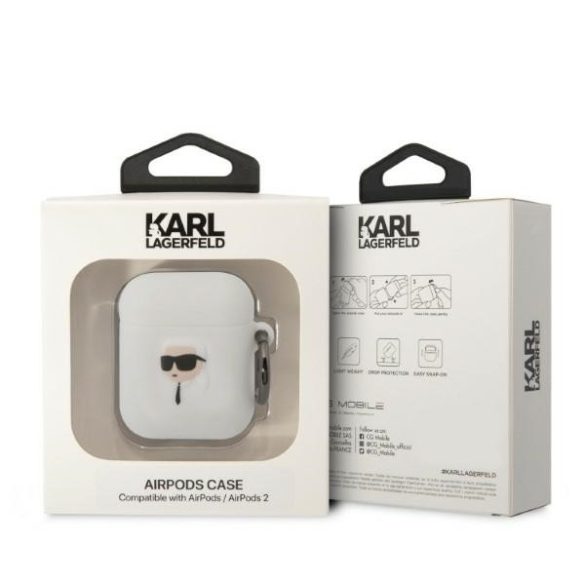 Karl Lagerfeld KLA2RUNIKH AirPods 1/2 tok fehér szilikon Karl Head 3D