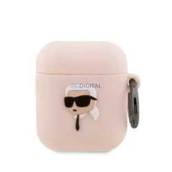   Karl Lagerfeld KLA2RUNIKP AirPods 1/2 rózsaszín szilikon tok 3D Karl fej