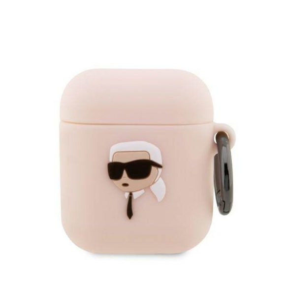 Karl Lagerfeld KLA2RUNIKP AirPods 1/2 rózsaszín szilikon tok 3D Karl fej