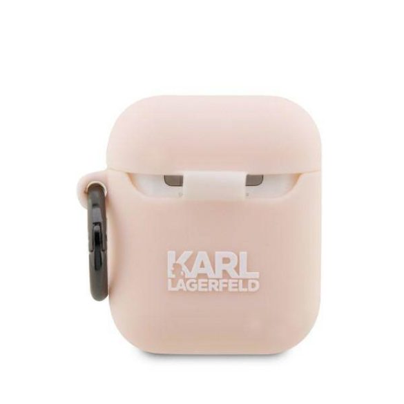 Karl Lagerfeld KLA2RUNIKP AirPods 1/2 rózsaszín szilikon tok 3D Karl fej