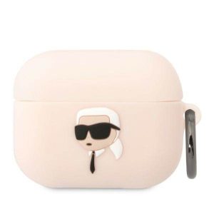 Karl Lagerfeld KLAPRUNIKP AirPods Pro rózsaszín szilikon tok 3D Karl fej