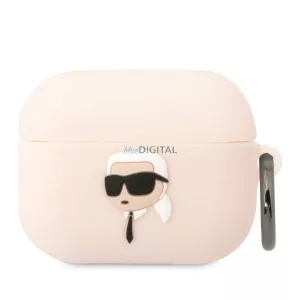 Karl Lagerfeld KLAPRUNIKP AirPods Pro rózsaszín szilikon tok 3D Karl fej
