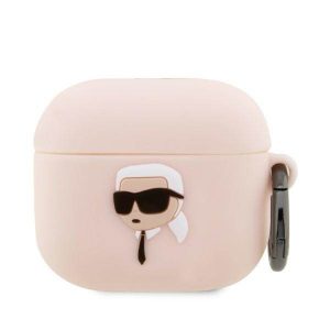 Karl Lagerfeld KLA3RUNIKP AirPods 3 rózsaszín szilikon tok 3D Karl fej