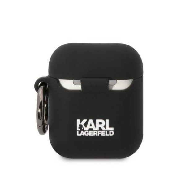 Karl Lagerfeld KLA2RUNCHK AirPods 1/2 fekete szilikon tok 3D Choupette fej