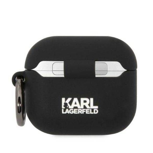Karl Lagerfeld KLA3RUNCHK AirPods 3 fekete szilikon tok 3D Choupette fej