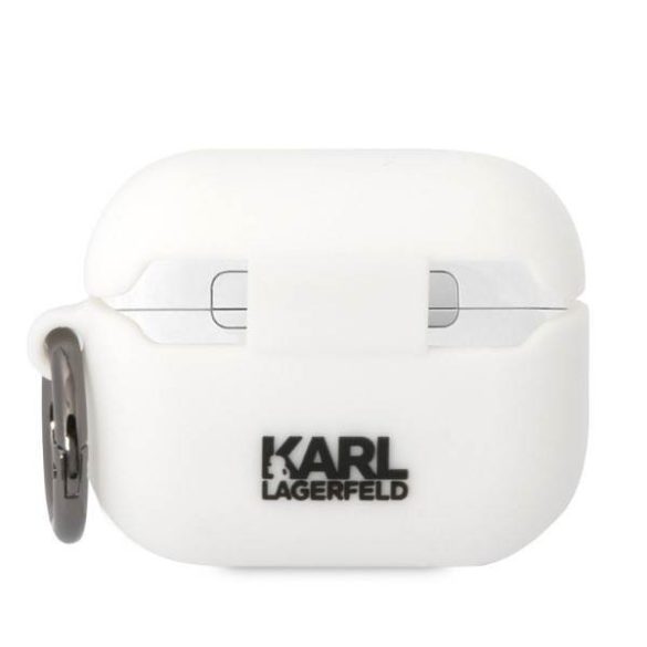 Karl Lagerfeld KLAPRUNCHH AirPods Pro fehér szilikon tok 3D Choupette fej