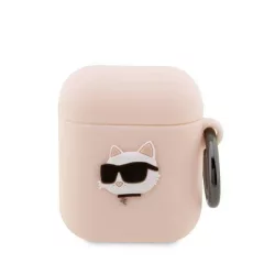   Karl Lagerfeld KLA2RUNCHP AirPods 1/2 rózsaszín szilikon tok 3D Choupette fej
