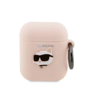 Karl Lagerfeld KLA2RUNCHP AirPods 1/2 rózsaszín szilikon tok 3D Choupette fej