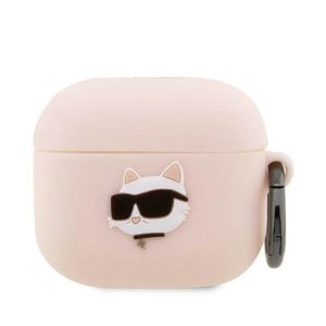 Karl Lagerfeld KLA3RUNCHP AirPods 3 rózsaszín szilikon tok 3D Choupette fej