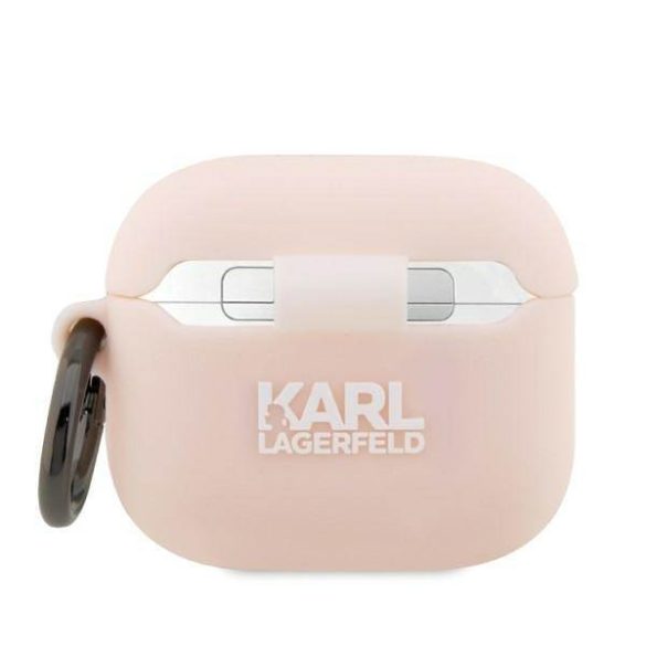 Karl Lagerfeld KLA3RUNCHP AirPods 3 rózsaszín szilikon tok 3D Choupette fej