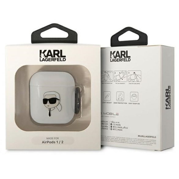 Karl Lagerfeld KLA2HNIKTCT AirPods 1/2 tok átlátszó Karl's Head (Karl feje)