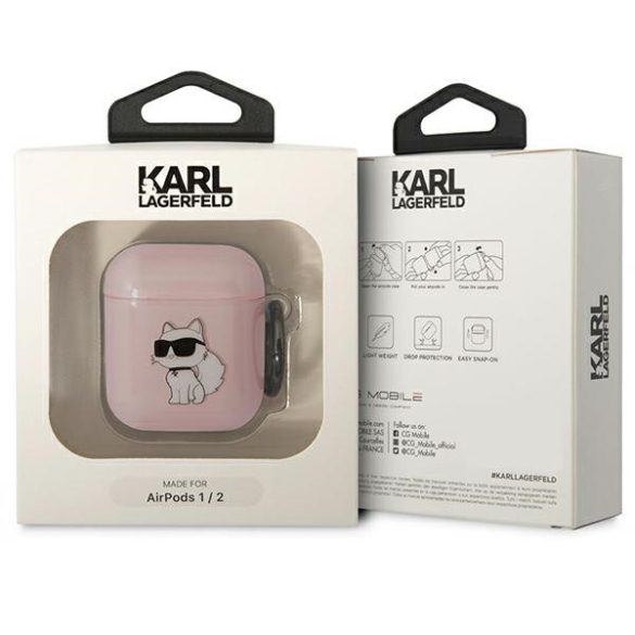 Karl Lagerfeld KLA2HNCHTCP Airpods 1/2 tok rózsaszín ikonikus Choupette